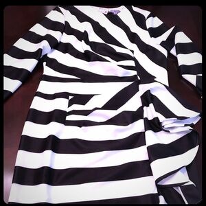 Black and White Striped Midi Dress